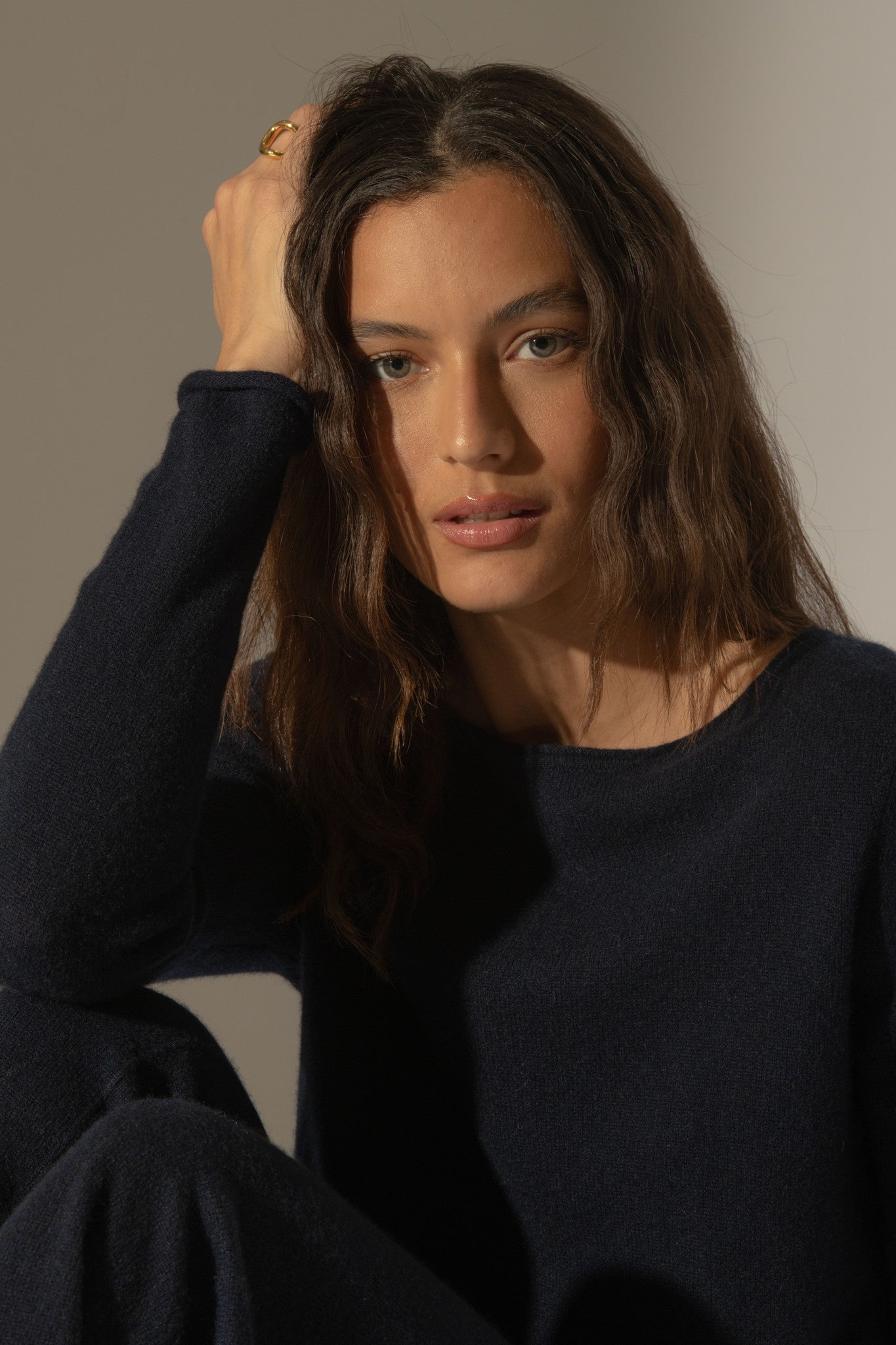 megan pull col bateau navy 100% cachemire