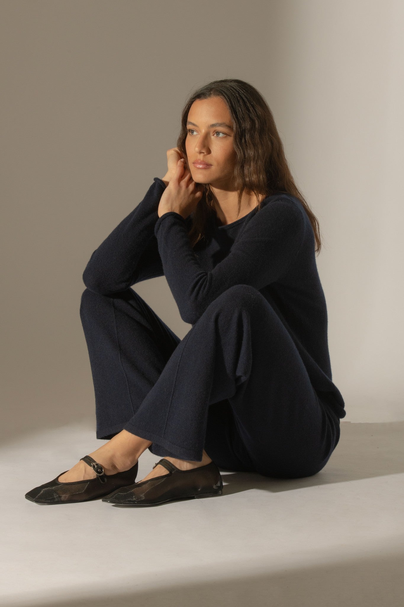 megan pull col bateau navy 100% cachemire