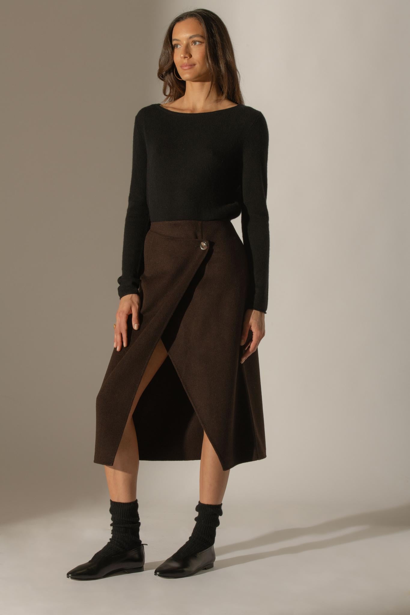 MEGAN pull col bateau noir 100% cachemire