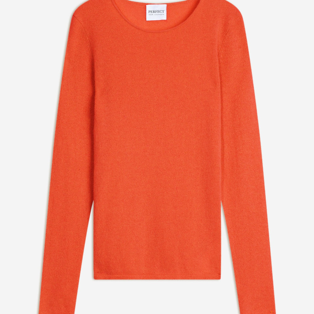 megan pull col bateau orange 100% cachemire