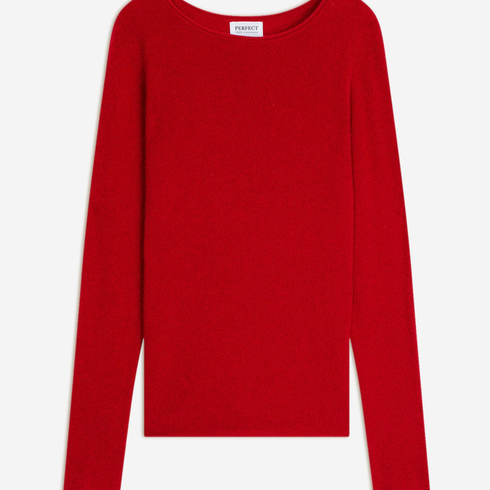 megan pull col bateau rouge 100% cachemire