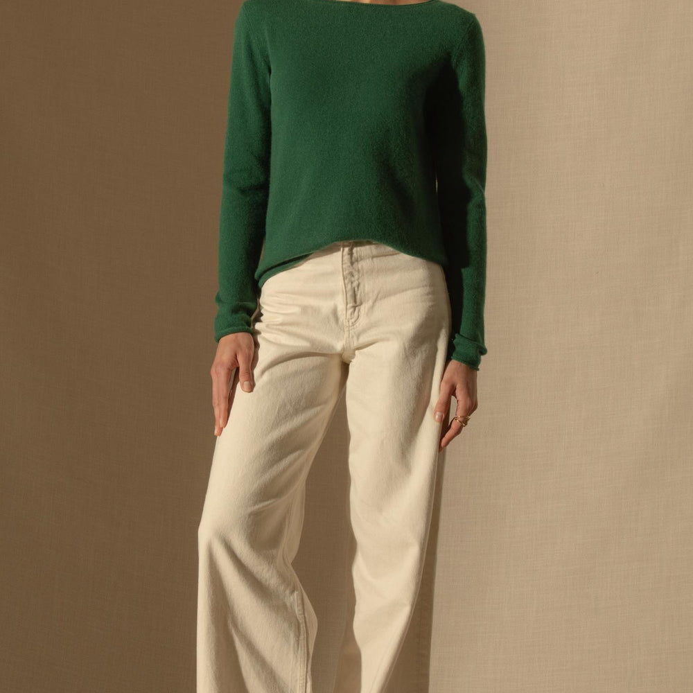 MEGAN pull col bateau sapin 100% cachemire