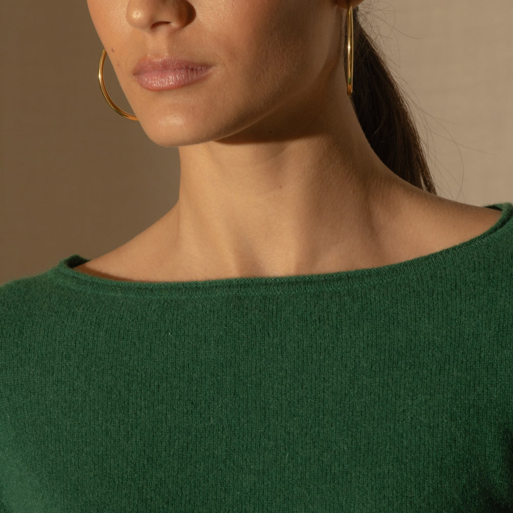 megan pull col bateau sapin 100% cachemire