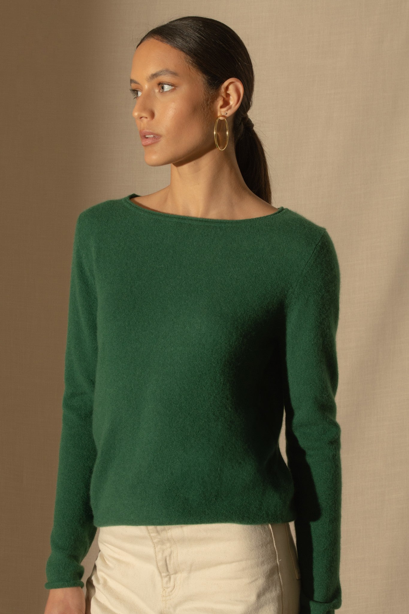 megan pull col bateau sapin 100% cachemire