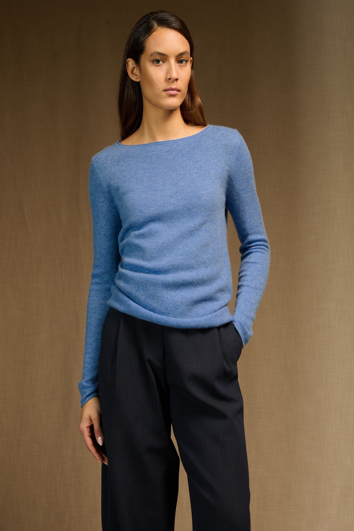 megan pull col bateau sky 100% cachemire