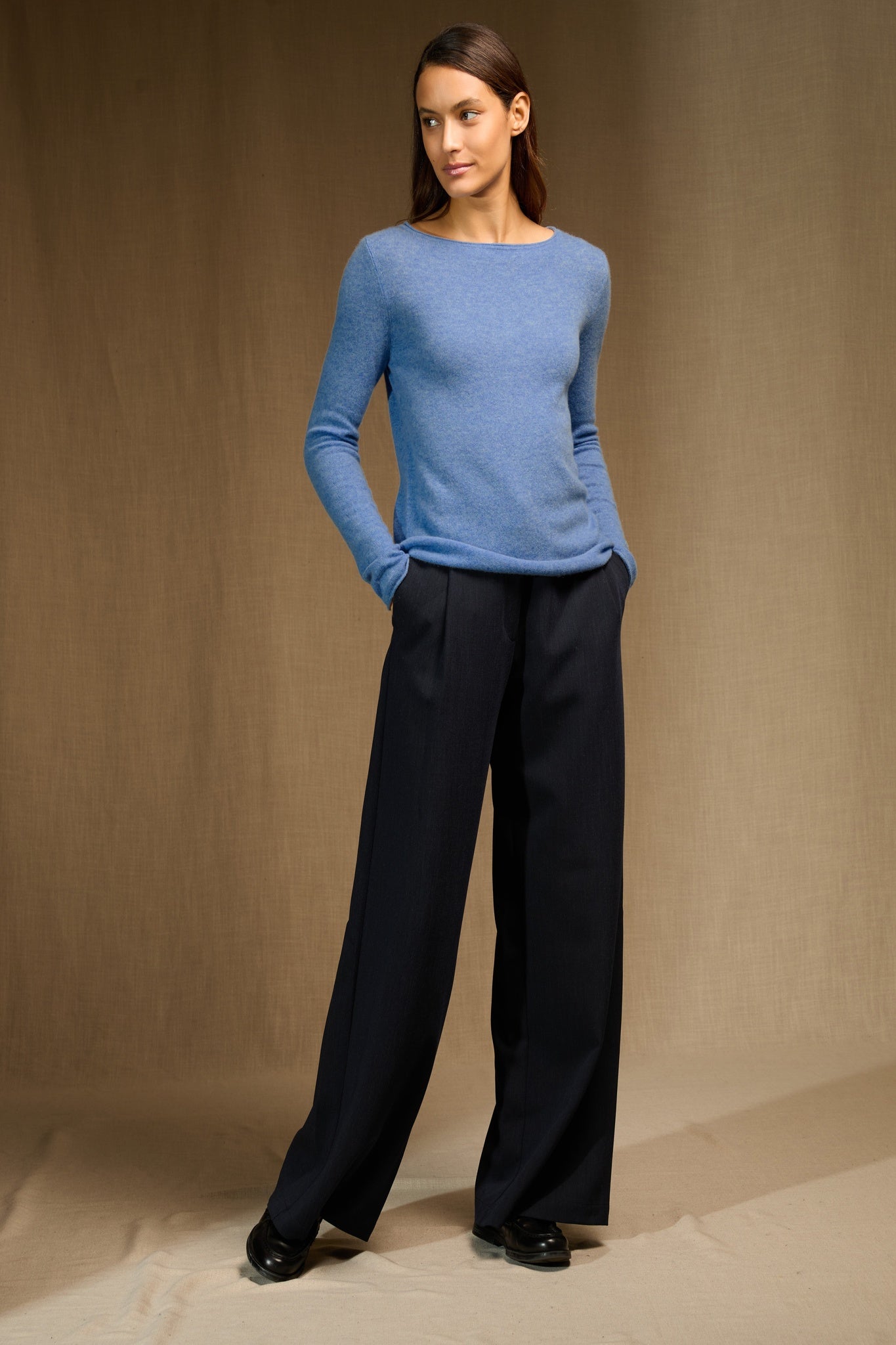 megan pull col bateau sky 100% cachemire