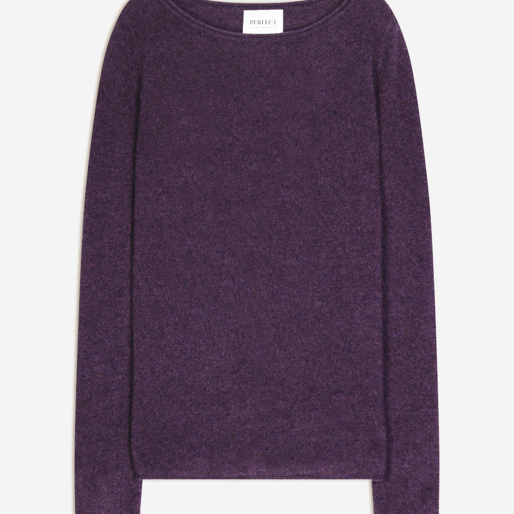 megan pull col bateau violet chiné 100% cachemire