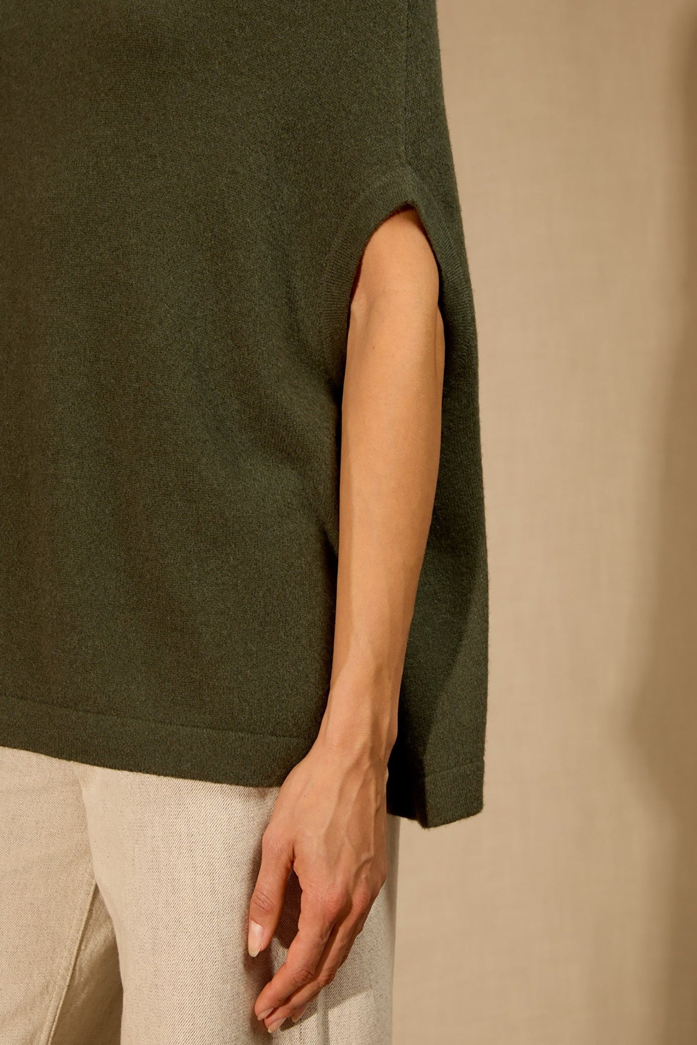 melina cape col roulé kaki 100% cachemire