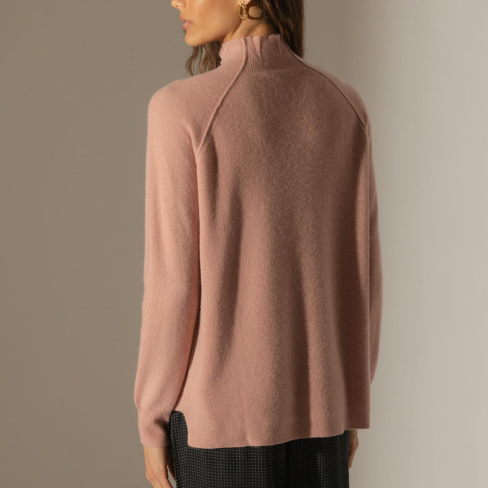 MOLLAYRA pull col montant bois de rose 100% cachemire