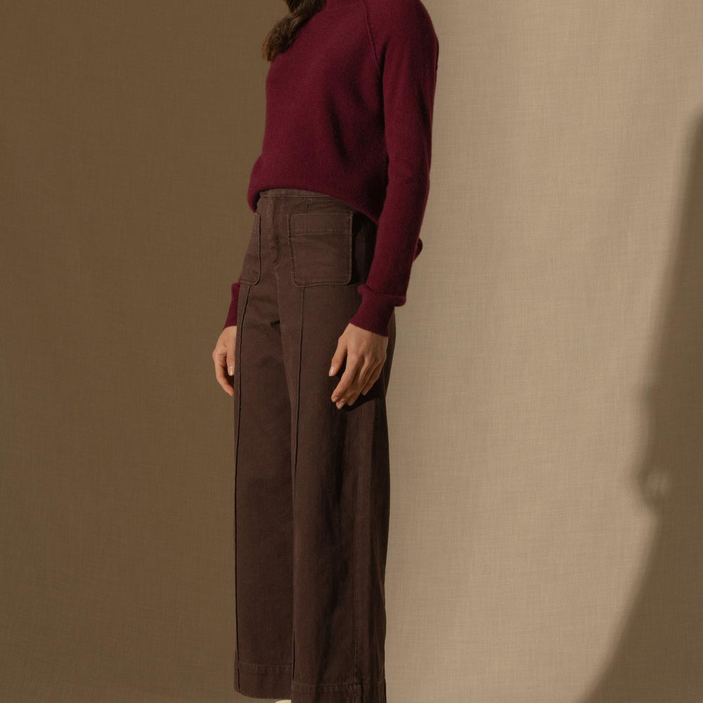 MOLLAYRA pull col montant bordeaux 100% cachemire