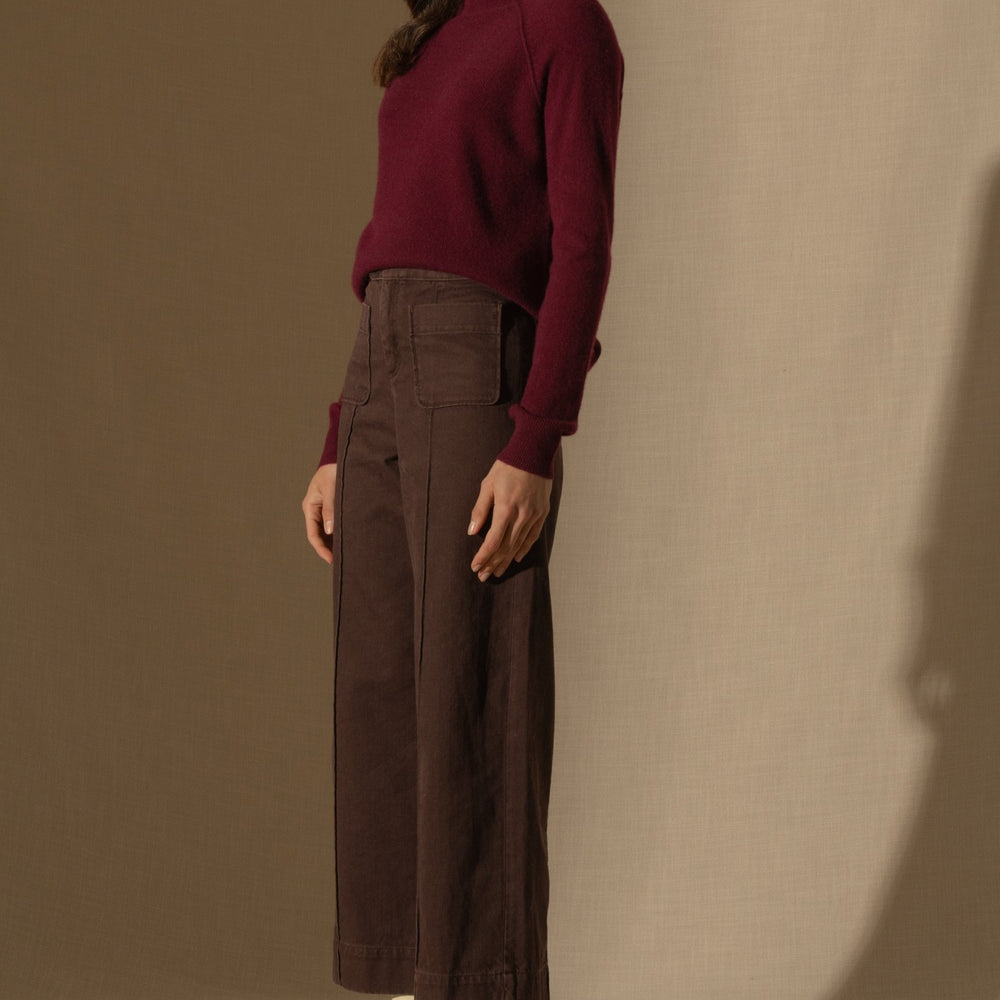 mollayra pull col montant bordeaux 100% cachemire