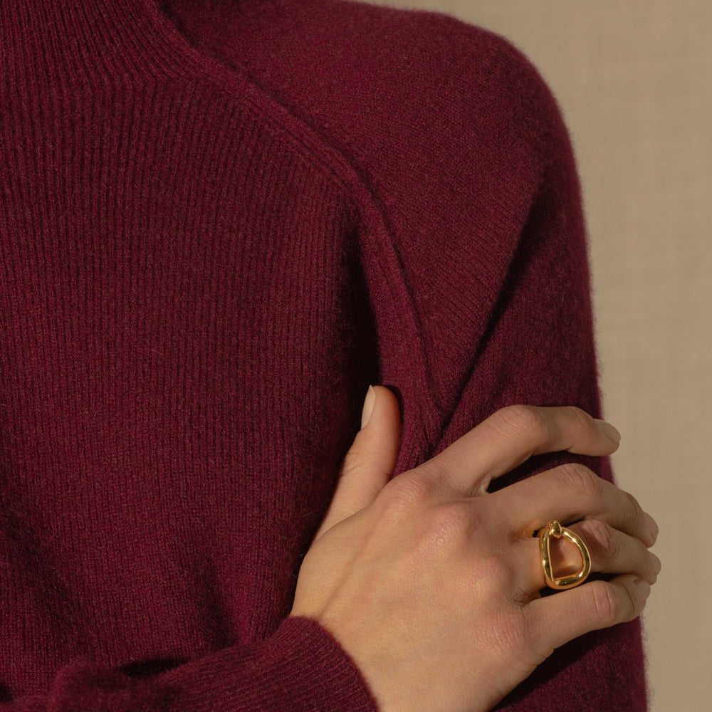 mollayra pull col montant bordeaux 100% cachemire