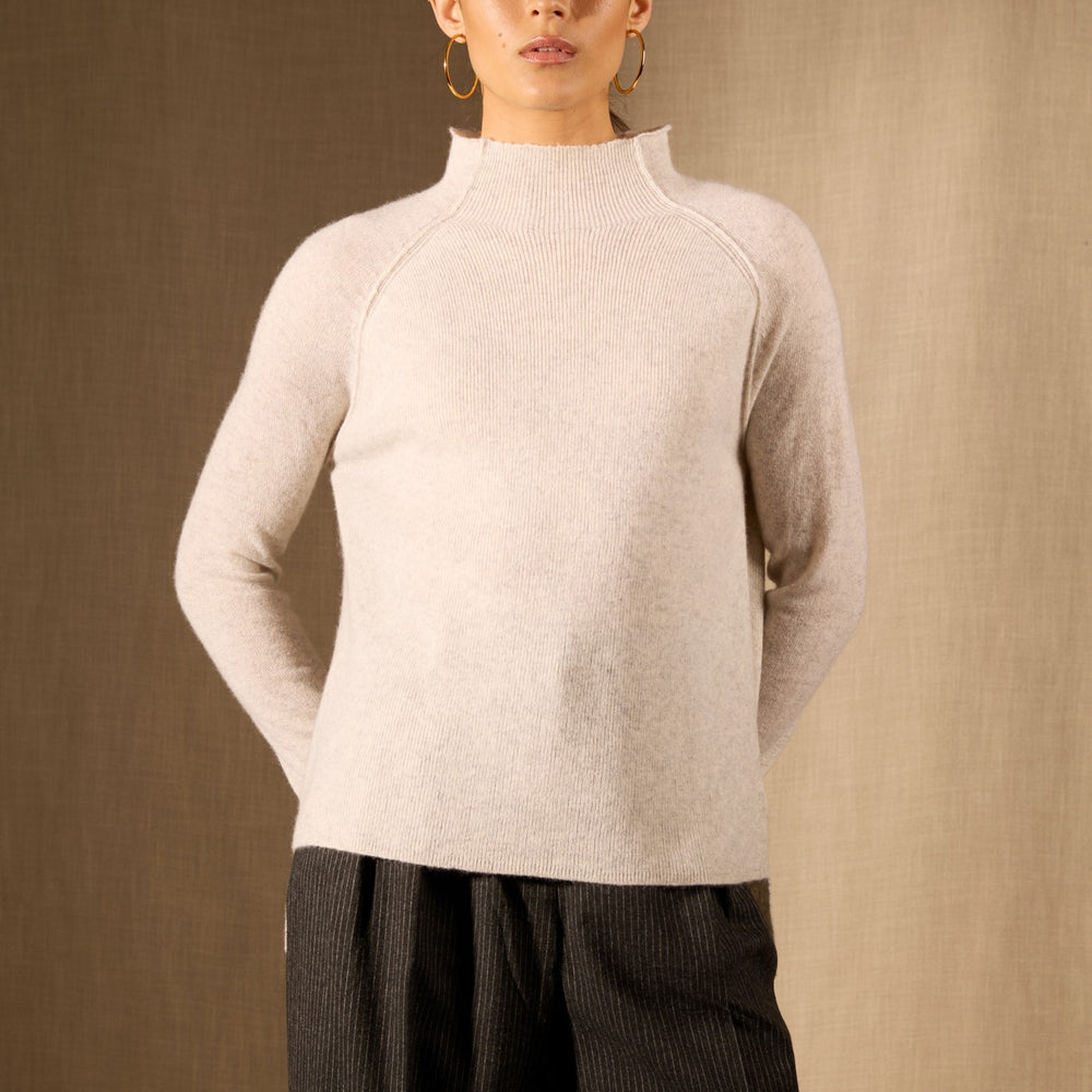 mollayra pull col montant gris perle chiné 100% cachemire