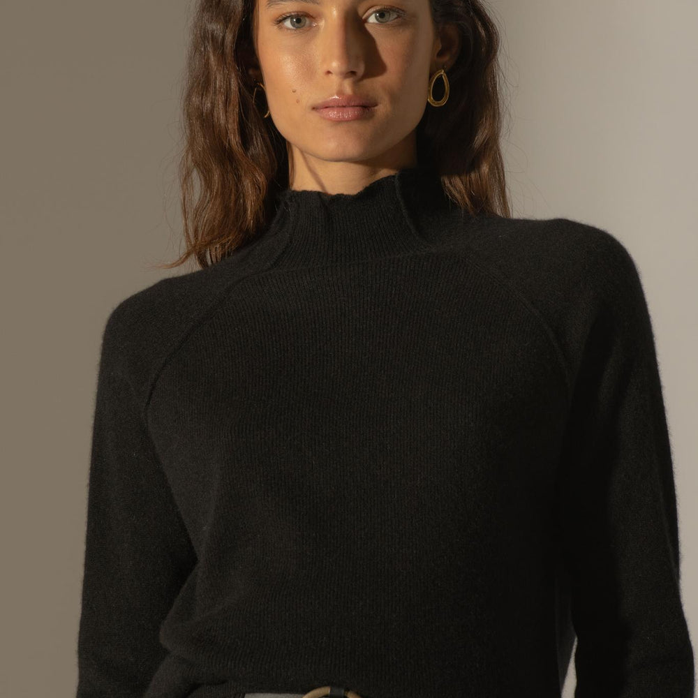 MOLLAYRA pull col montant noir 100% cachemire