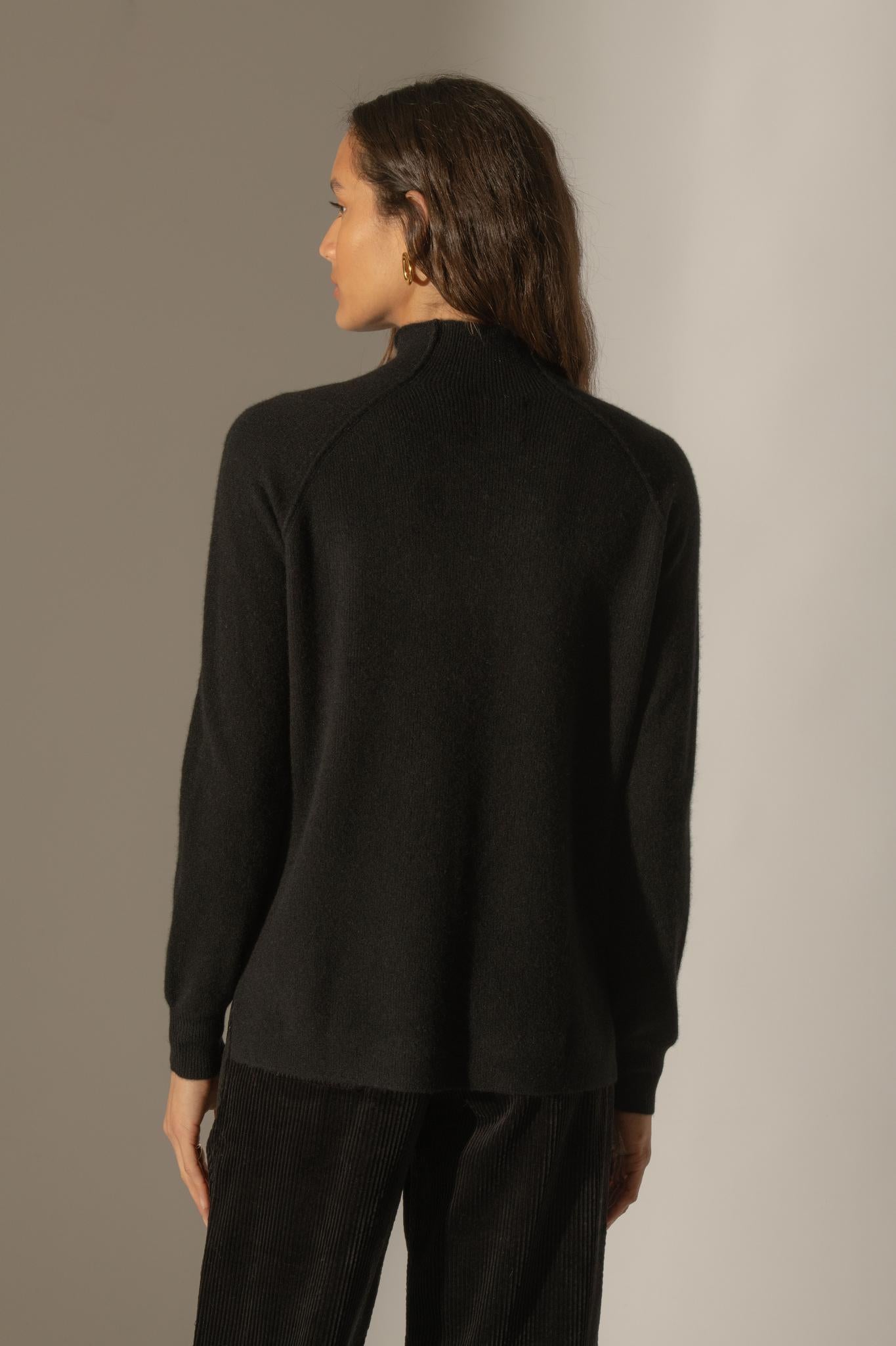 MOLLAYRA pull col montant noir 100% cachemire
