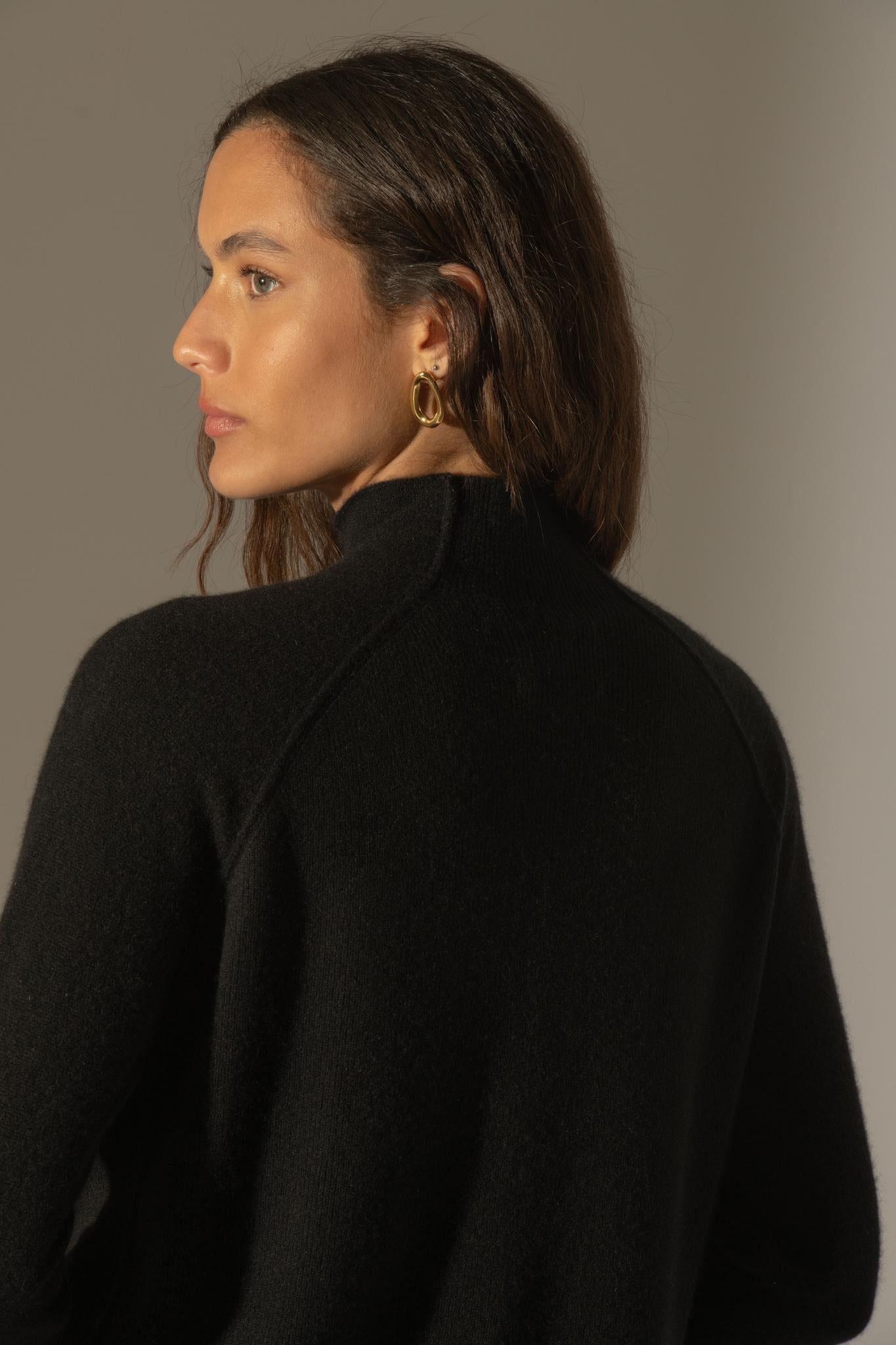 MOLLAYRA pull col montant noir 100% cachemire