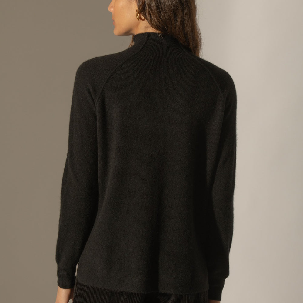 mollayra pull col montant noir 100% cachemire