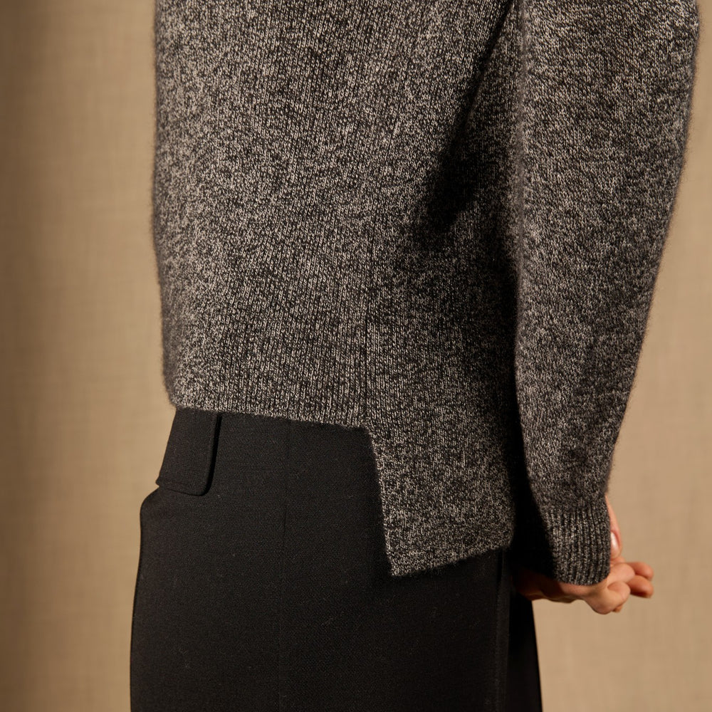 mollayra pull col montant noir/blanc 100% cachemire