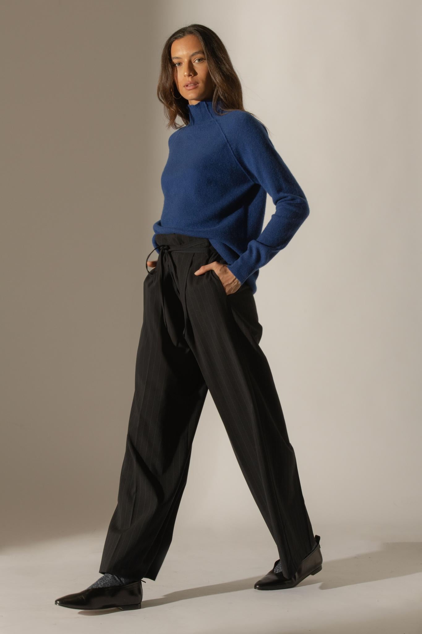 MOLLAYRA pull col montant outremer 100% cachemire