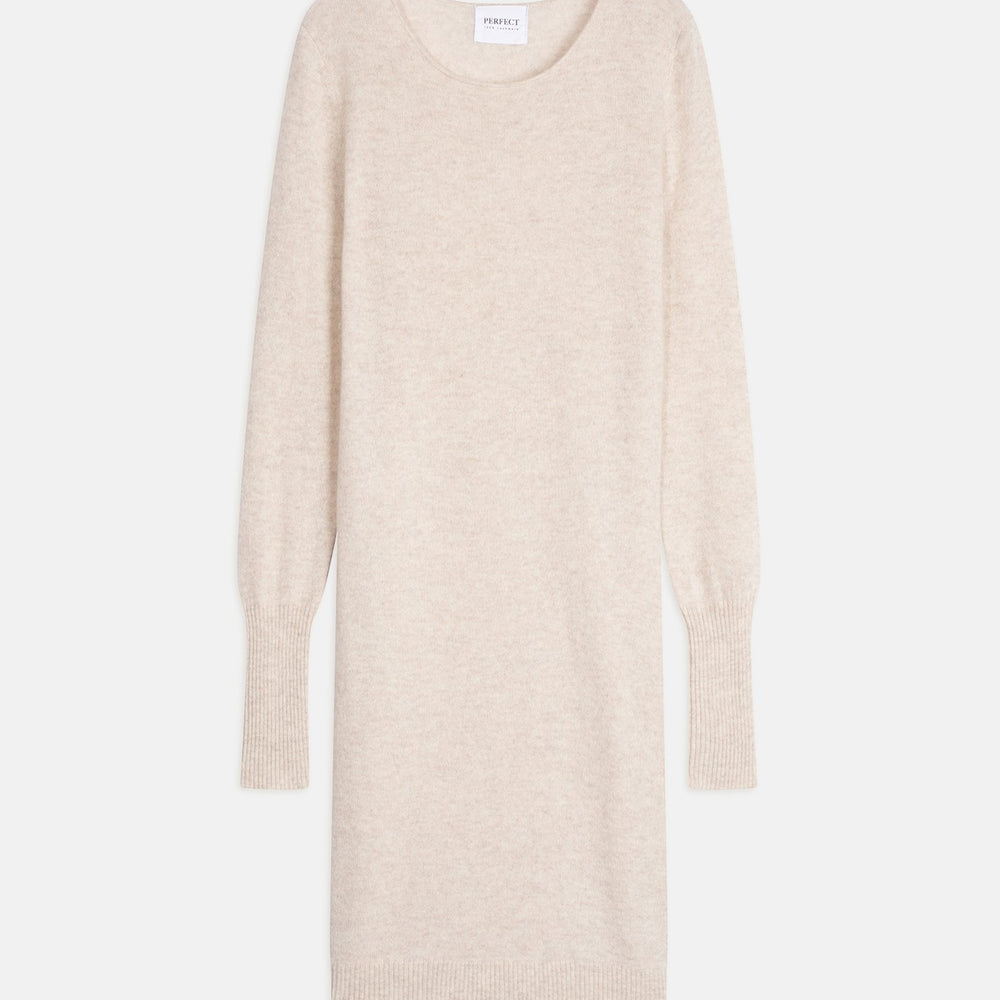 molli robe col rond beige chiné 100% cachemire