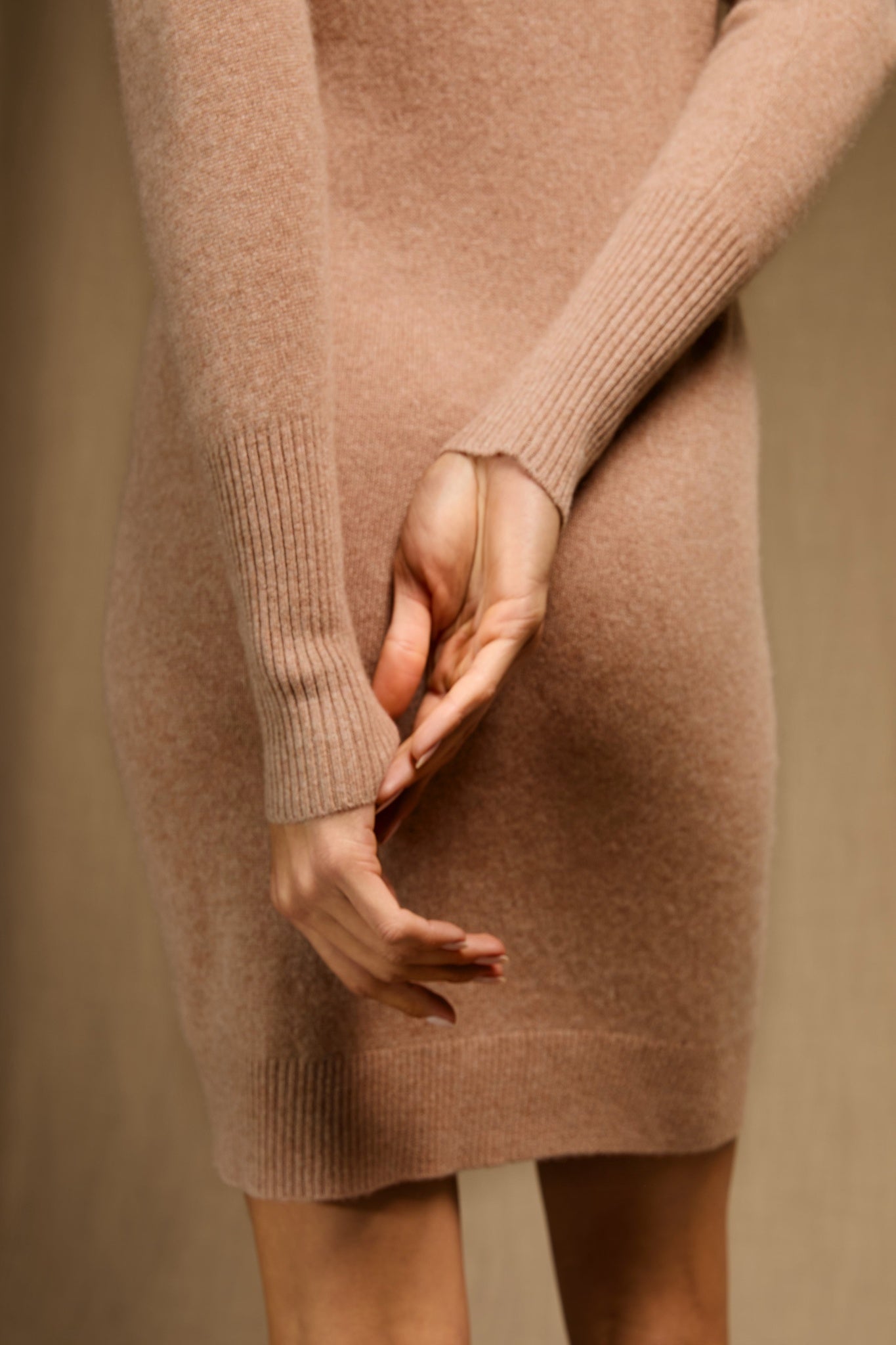 molli robe col rond camel chiné 100% cachemire