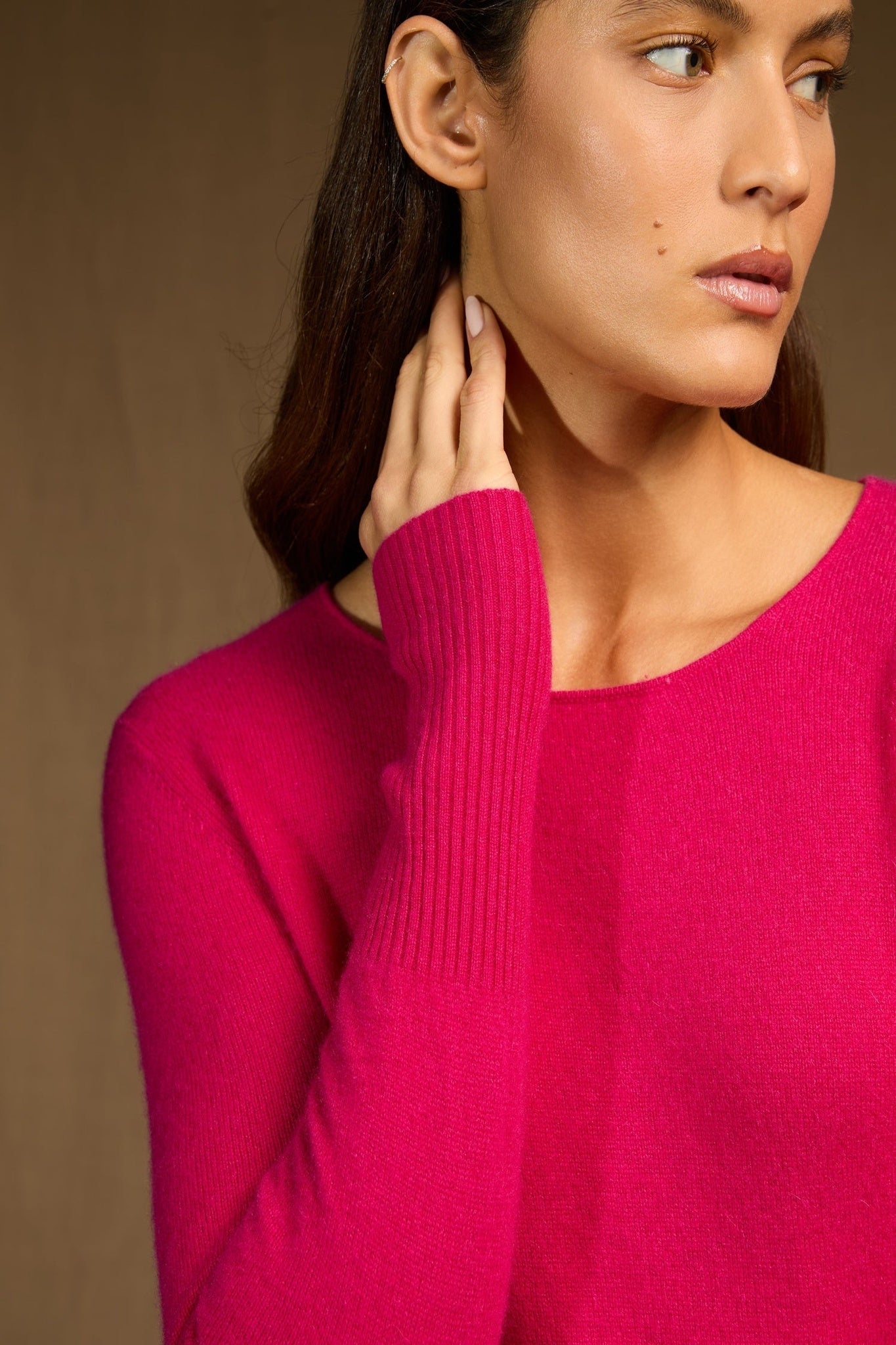 molli robe col rond fuchsia 100% cachemire