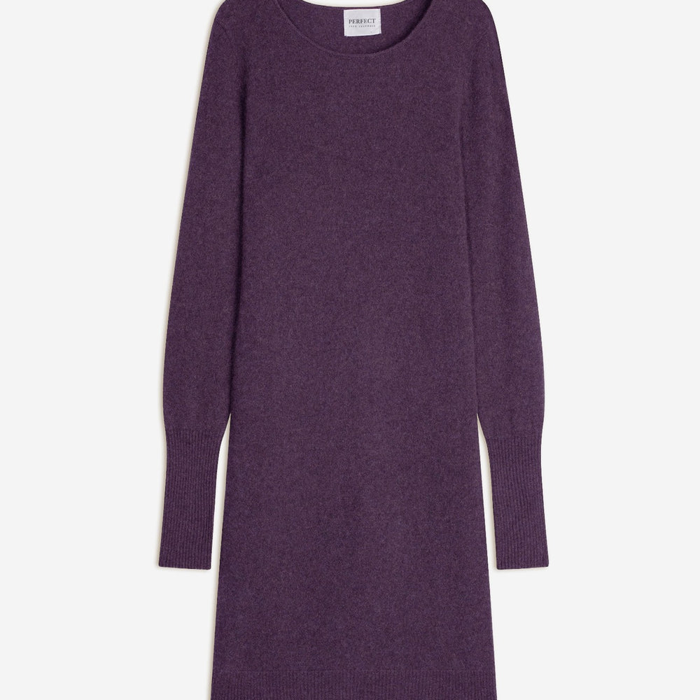 molli robe col rond violet chiné 100% cachemire