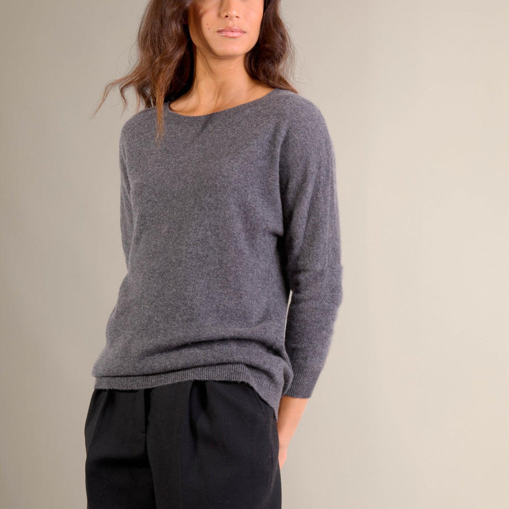 molly pull chauve souris anthracite chiné 100% cachemire