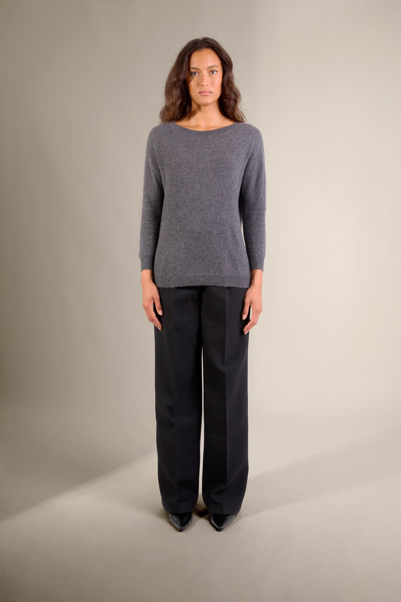 molly pull chauve souris anthracite chiné 100% cachemire