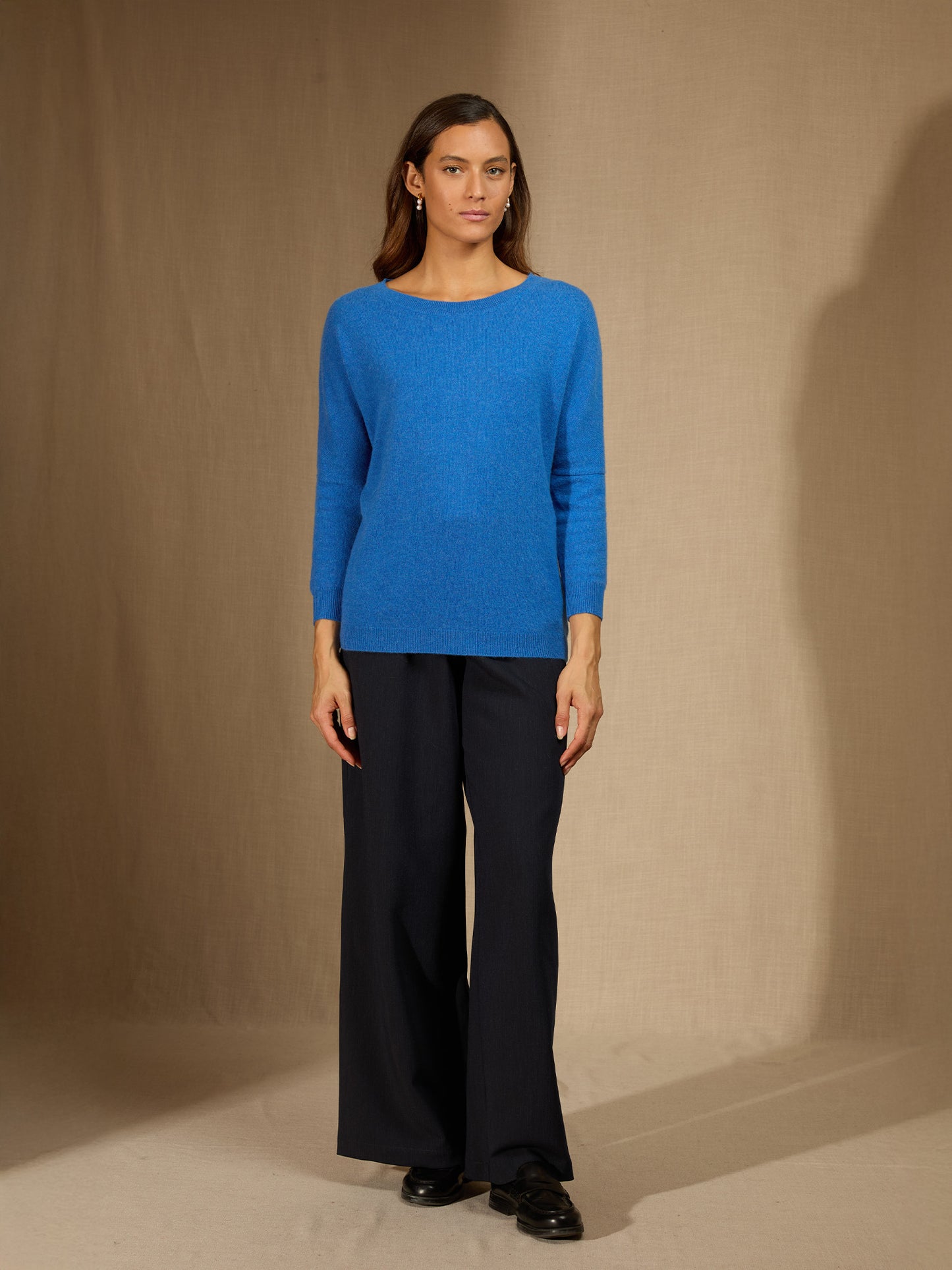 MOLLY pull chauve souris bleu électrique 100% cachemire