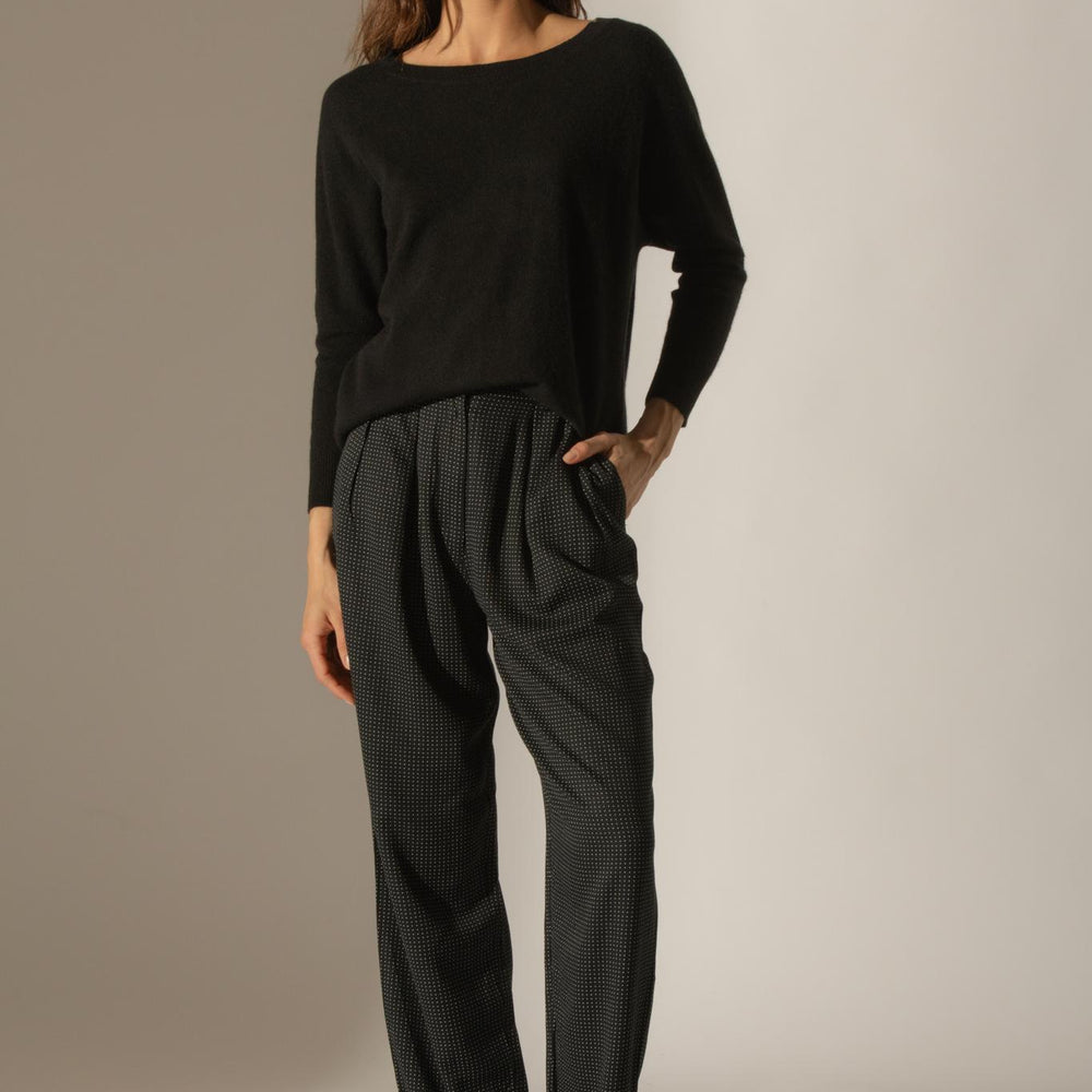 MOLLY pull chauve souris noir 100% cachemire
