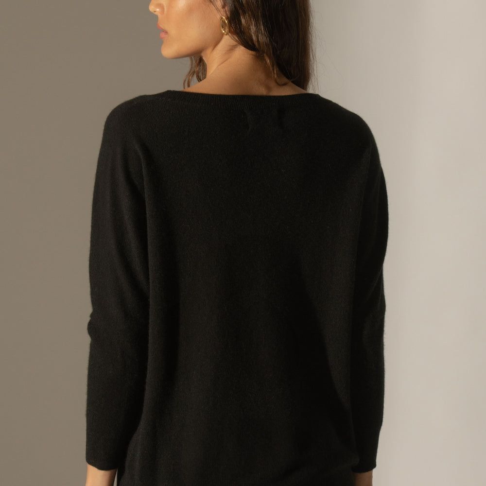 molly pull chauve souris noir 100% cachemire