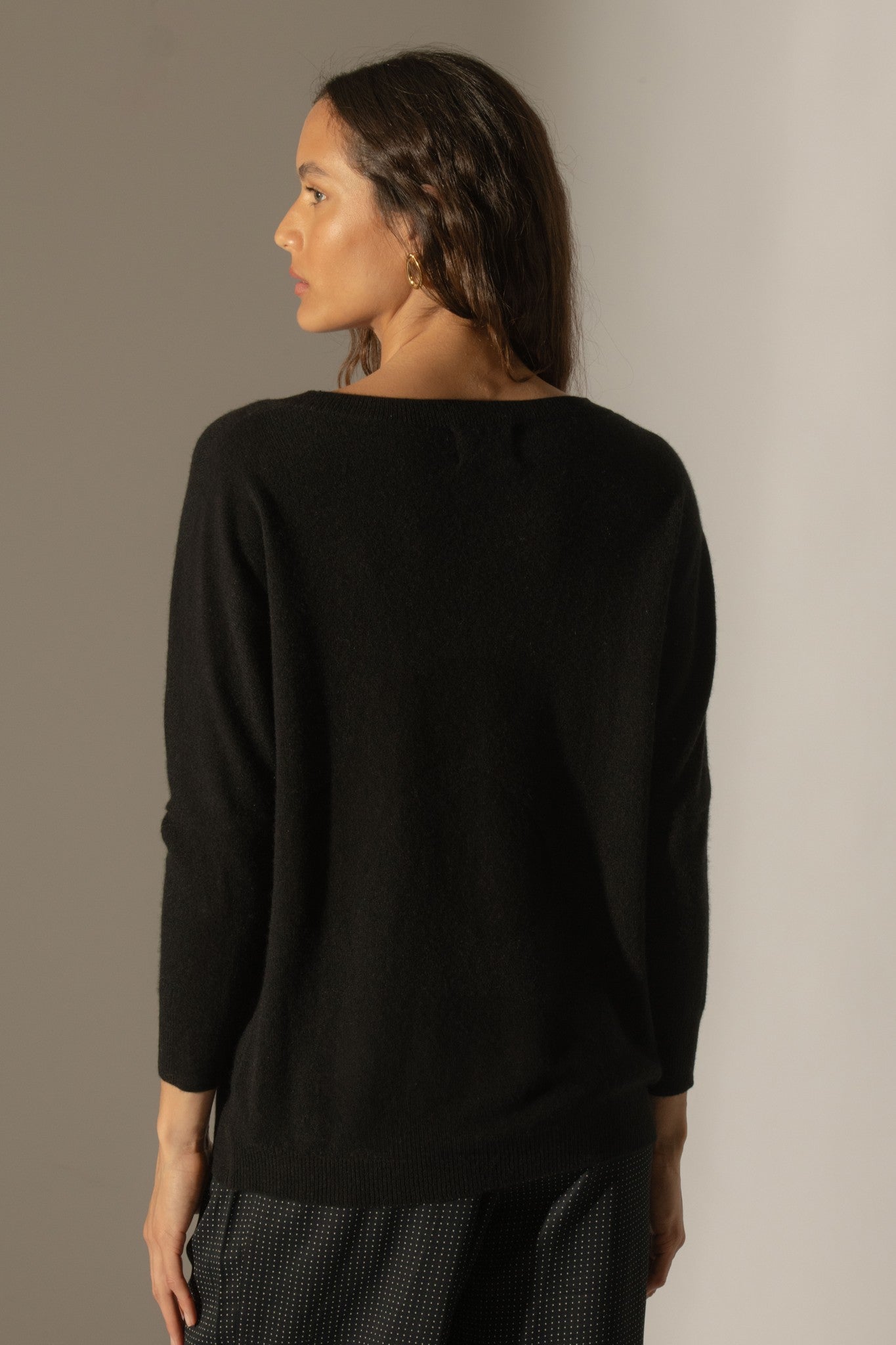 molly pull chauve souris noir 100% cachemire