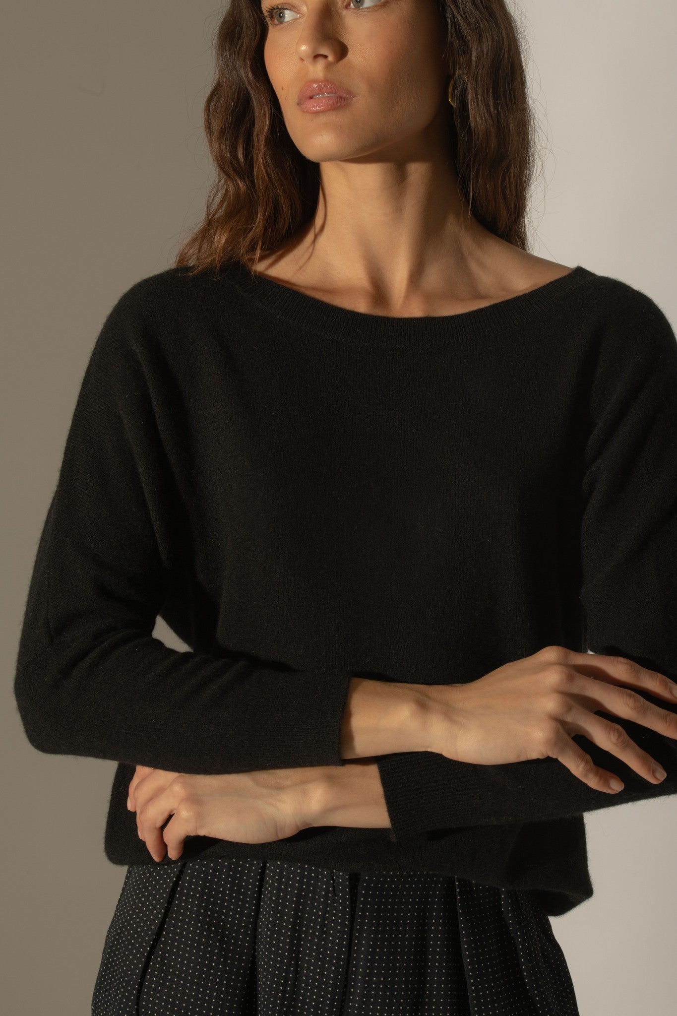 molly pull chauve souris noir 100% cachemire