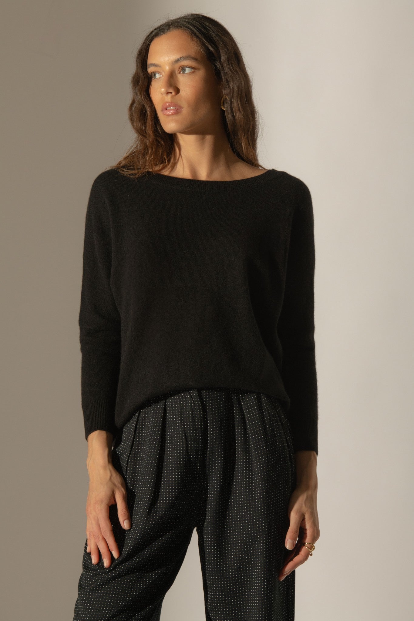 molly pull chauve souris noir 100% cachemire