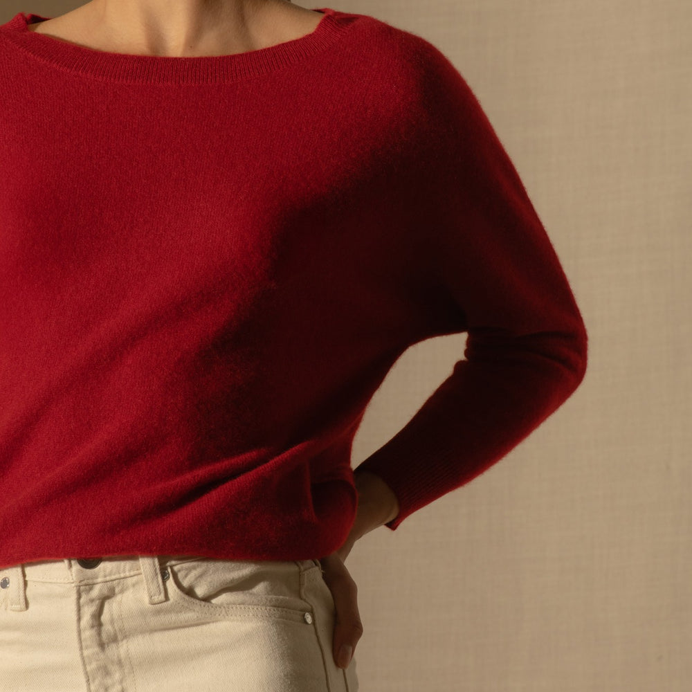 molly pull chauve souris rubis 100% cachemire