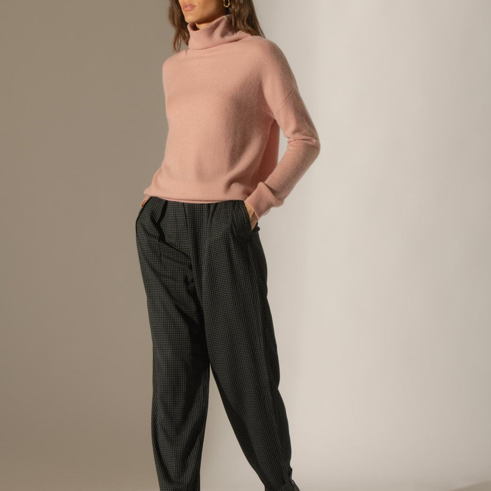 NETHAN pull col montant bois de rose 100% cachemire