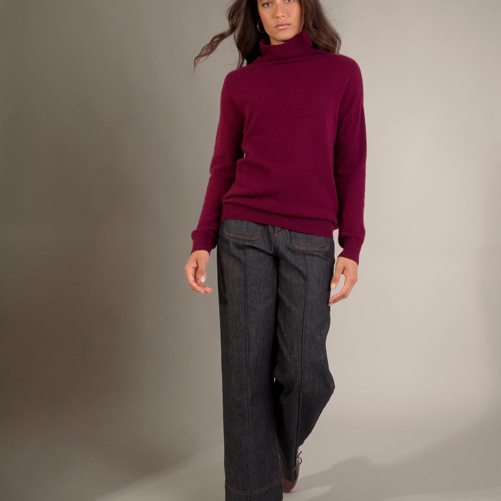 nethan pull col montant bordeaux 100% cachemire