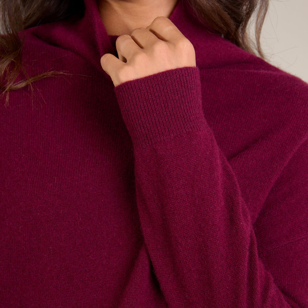 nethan pull col montant bordeaux 100% cachemire