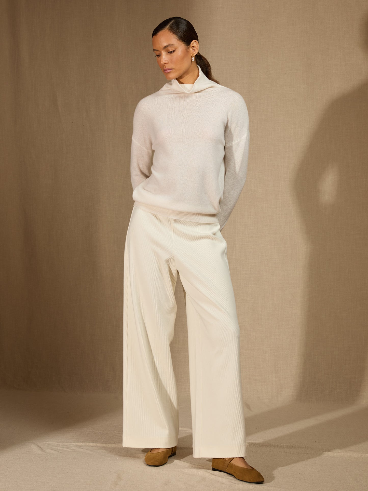 NETHAN pull col montant ivoire 100% cachemire