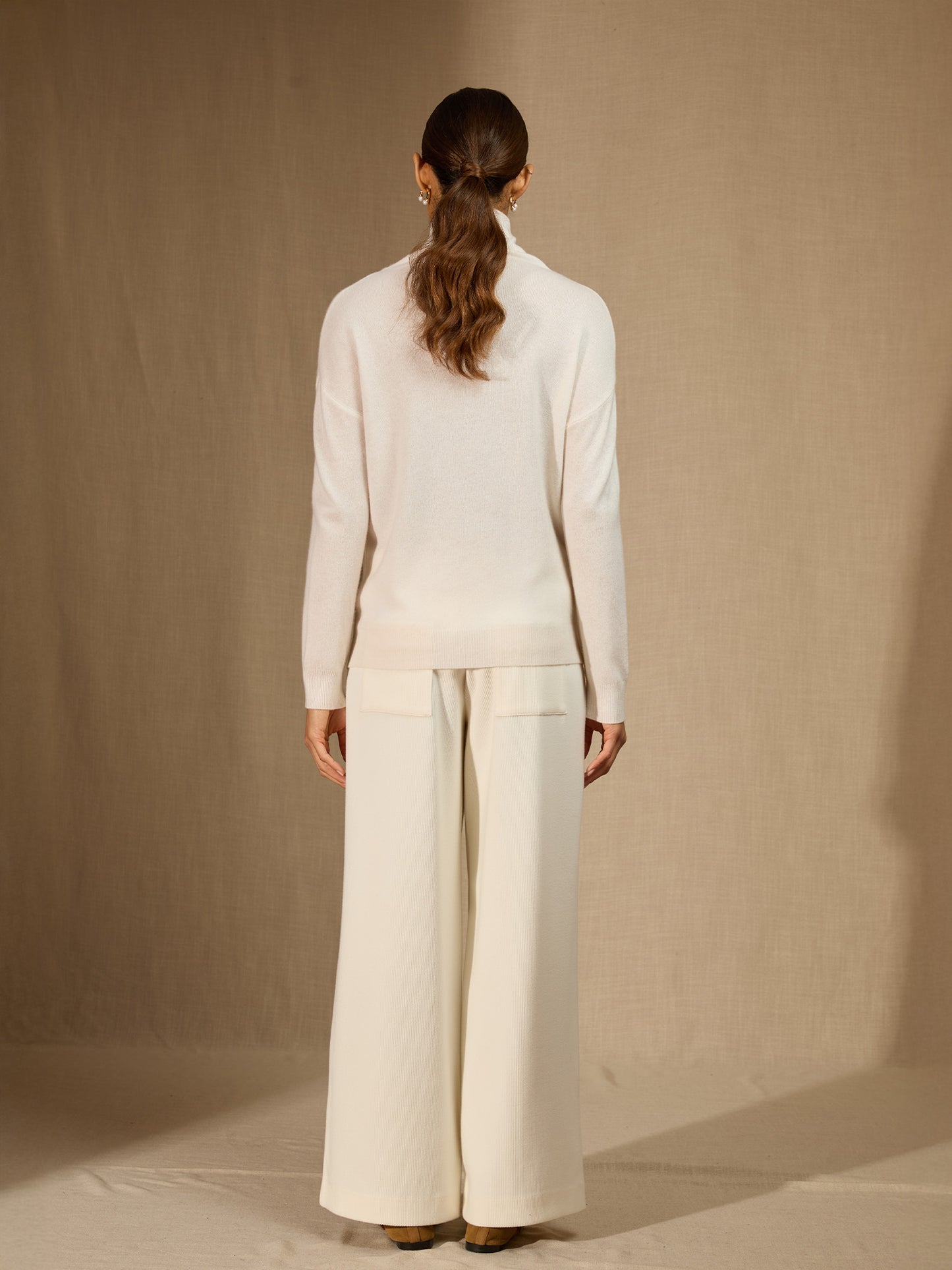 NETHAN pull col montant ivoire 100% cachemire