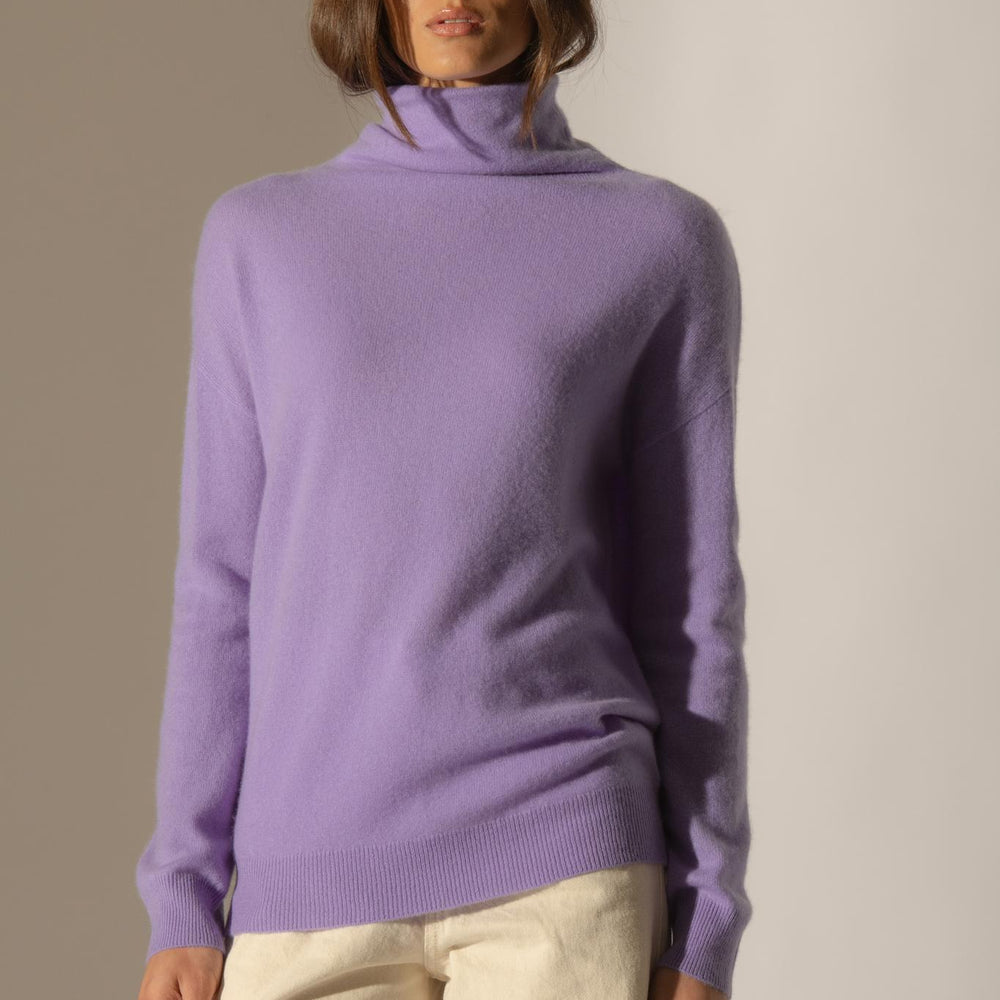 NETHAN pull col montant lavande 100% cachemire