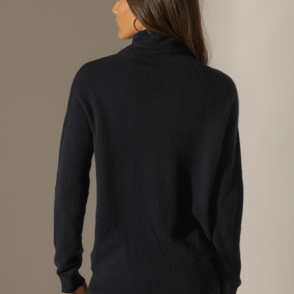 nethan pull col montant navy 100% cachemire