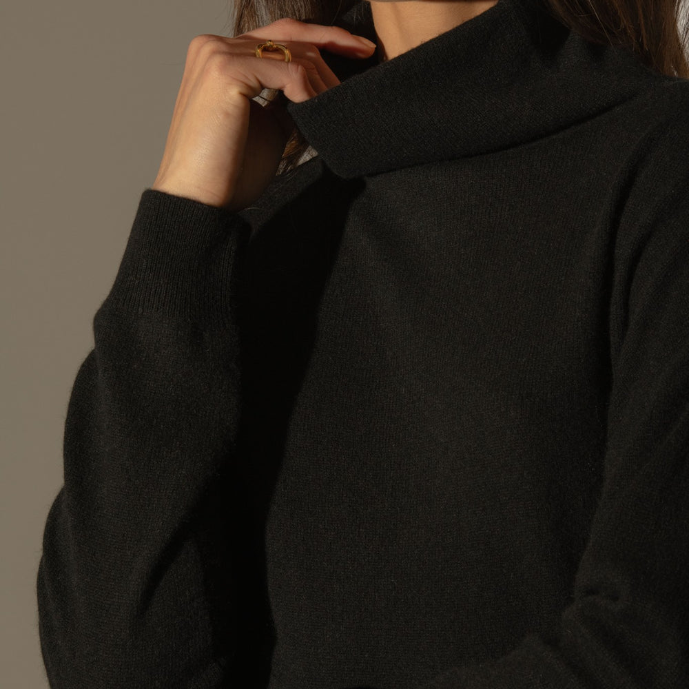 nethan pull col montant noir 100% cachemire