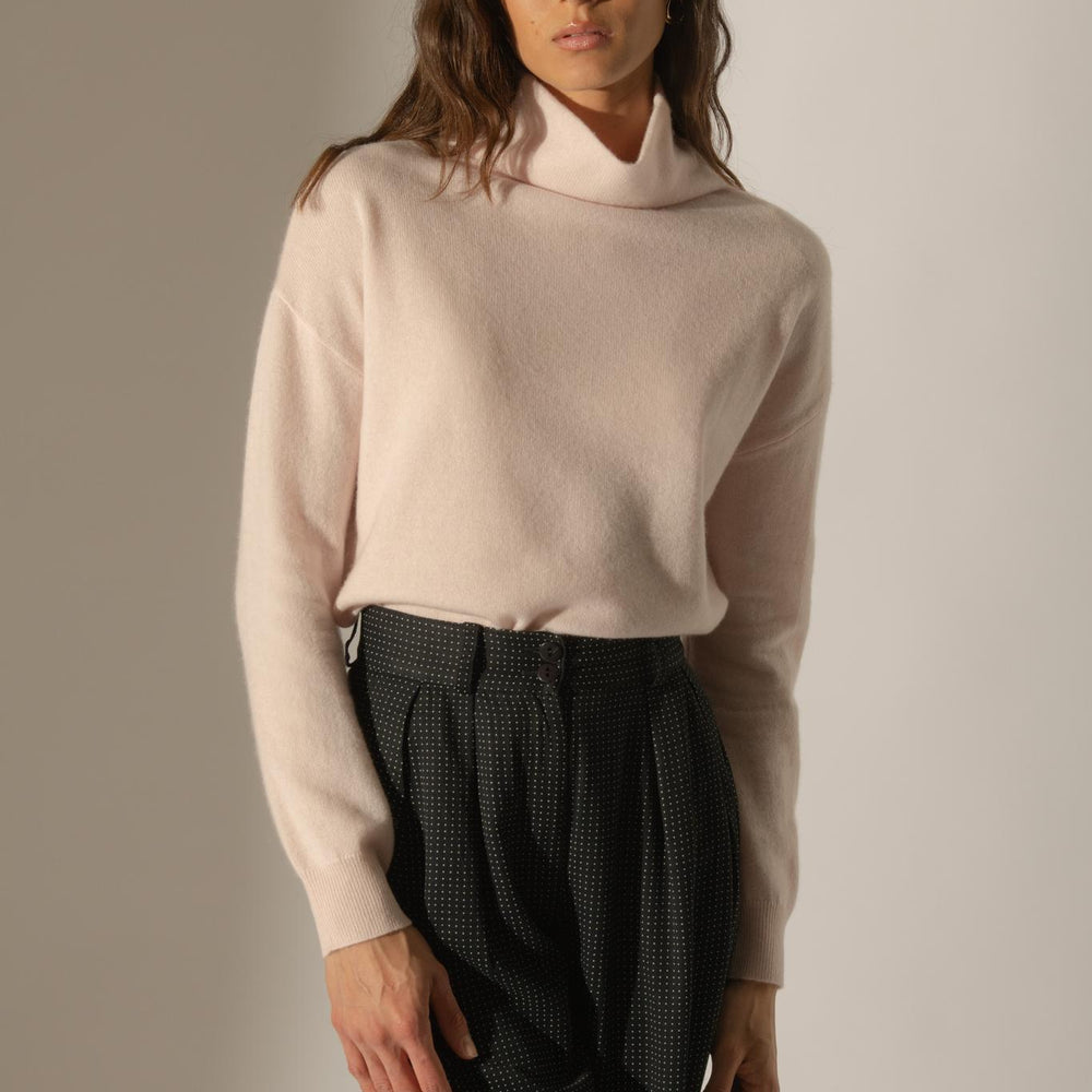 NETHAN pull col montant poudre 100% cachemire