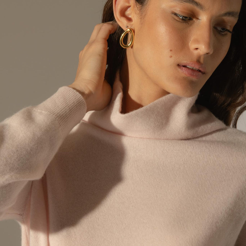 NETHAN pull col montant poudre 100% cachemire
