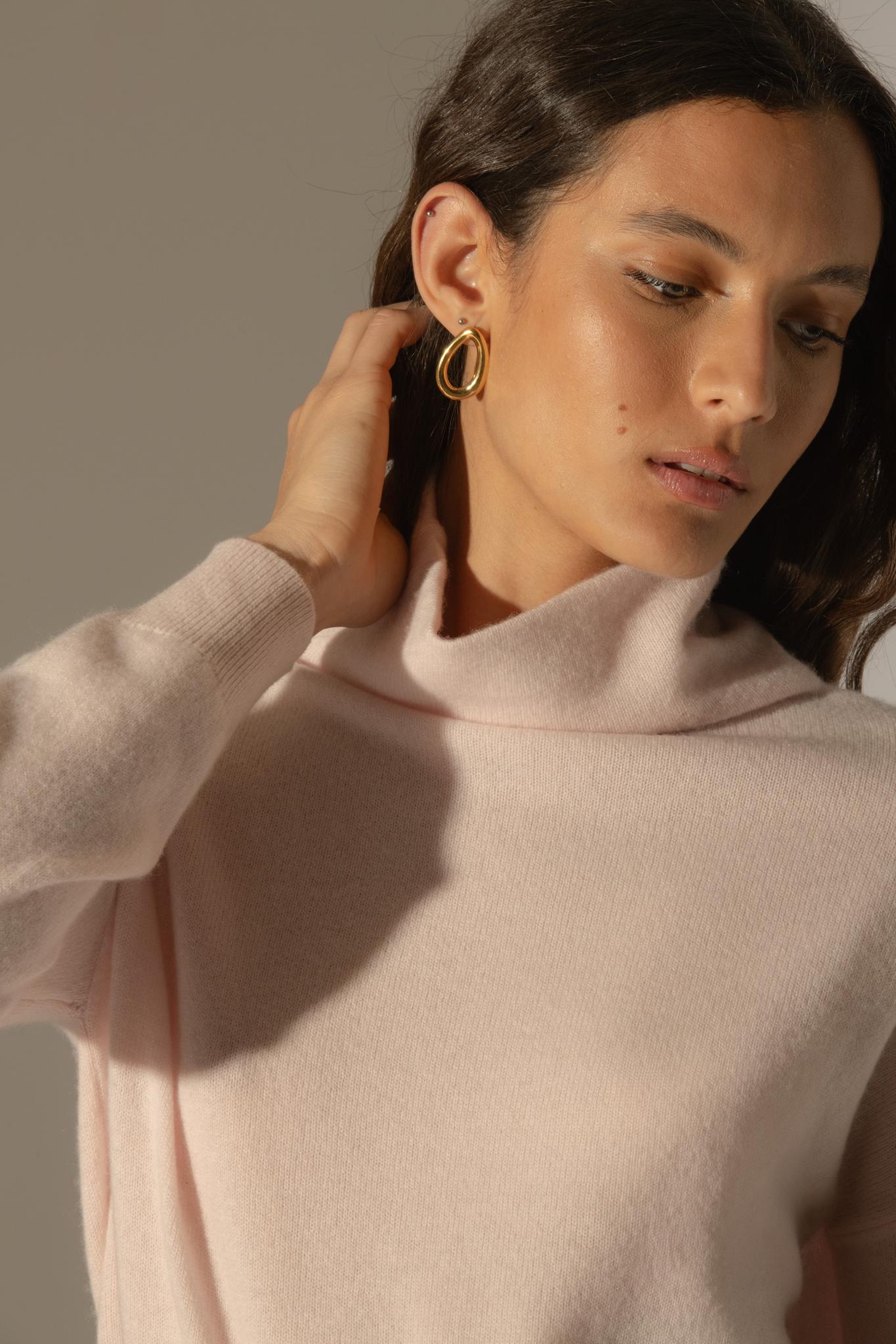 NETHAN pull col montant poudre 100% cachemire