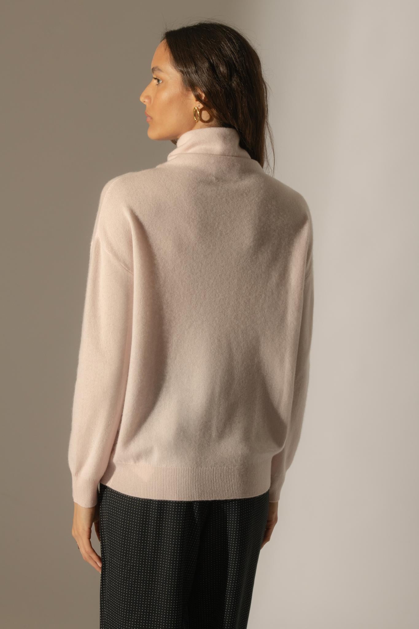 NETHAN pull col montant poudre 100% cachemire