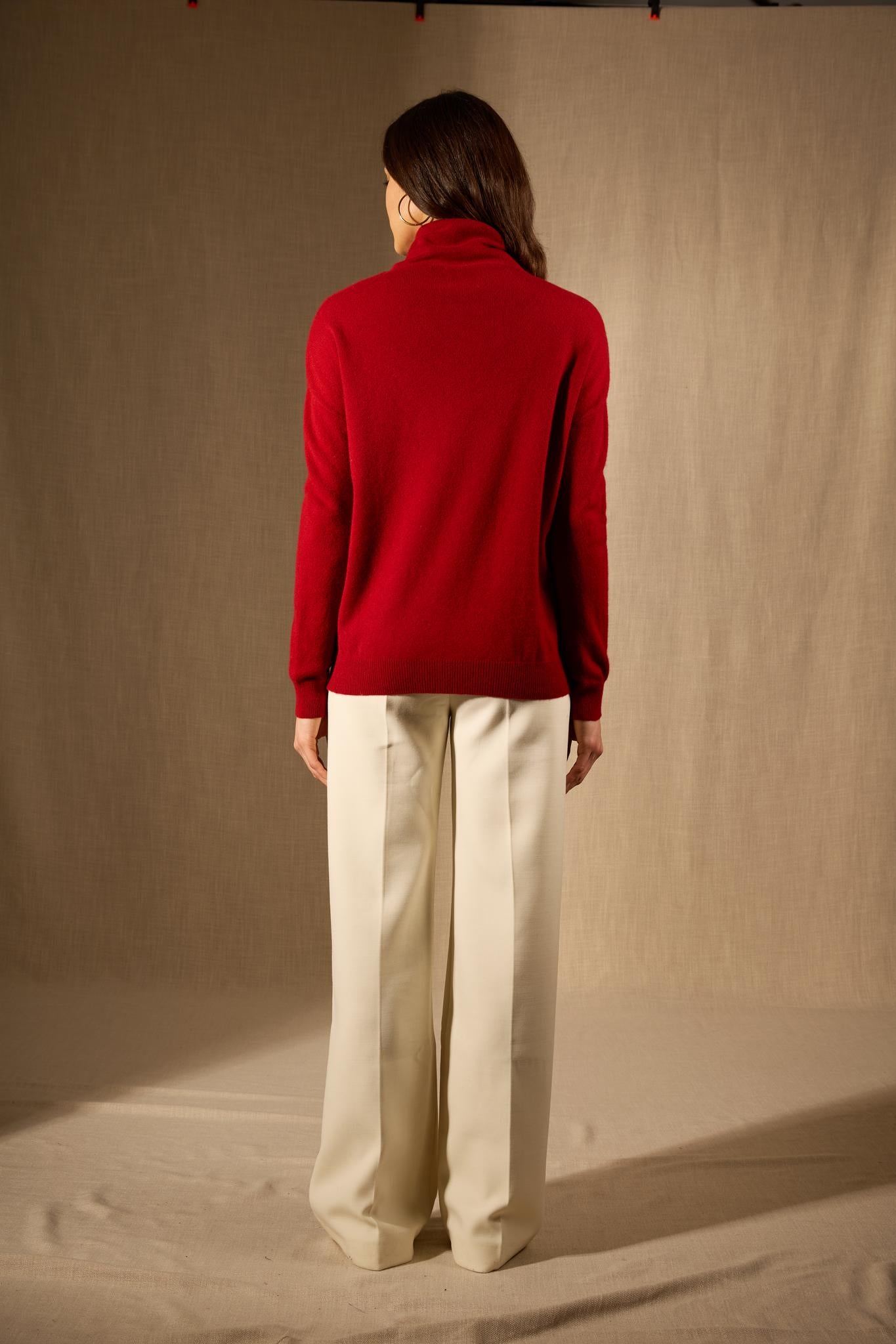 NETHAN pull col montant rubis 100% cachemire