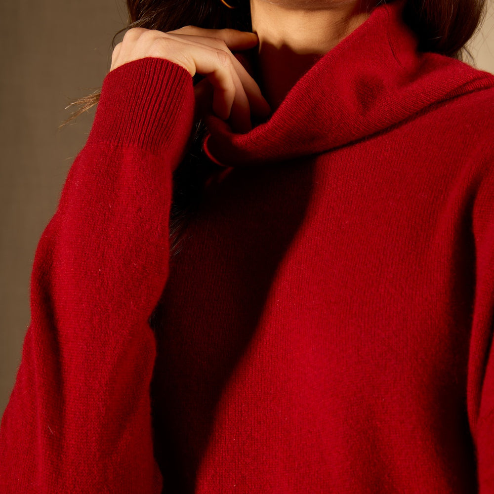 nethan pull col montant rubis 100% cachemire